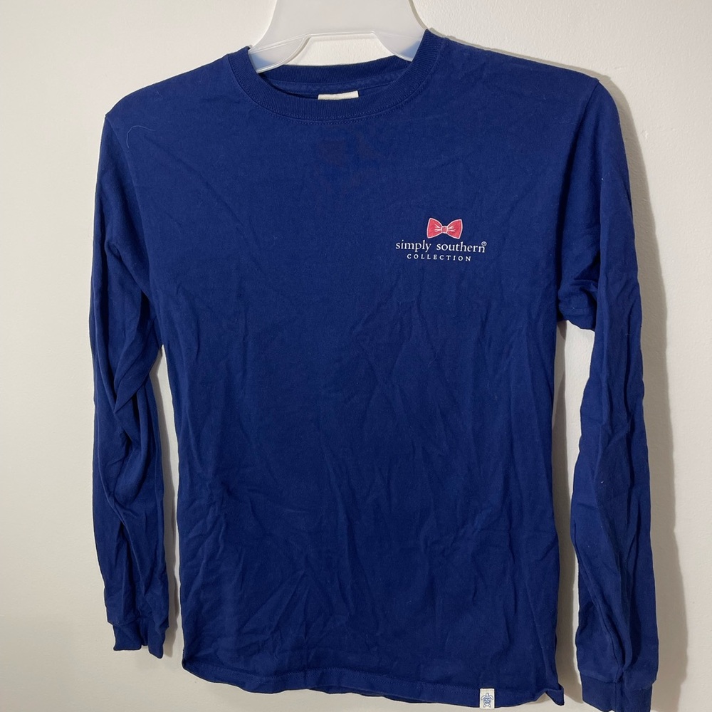 Simply Southern Navy Shirt with Pink Bow